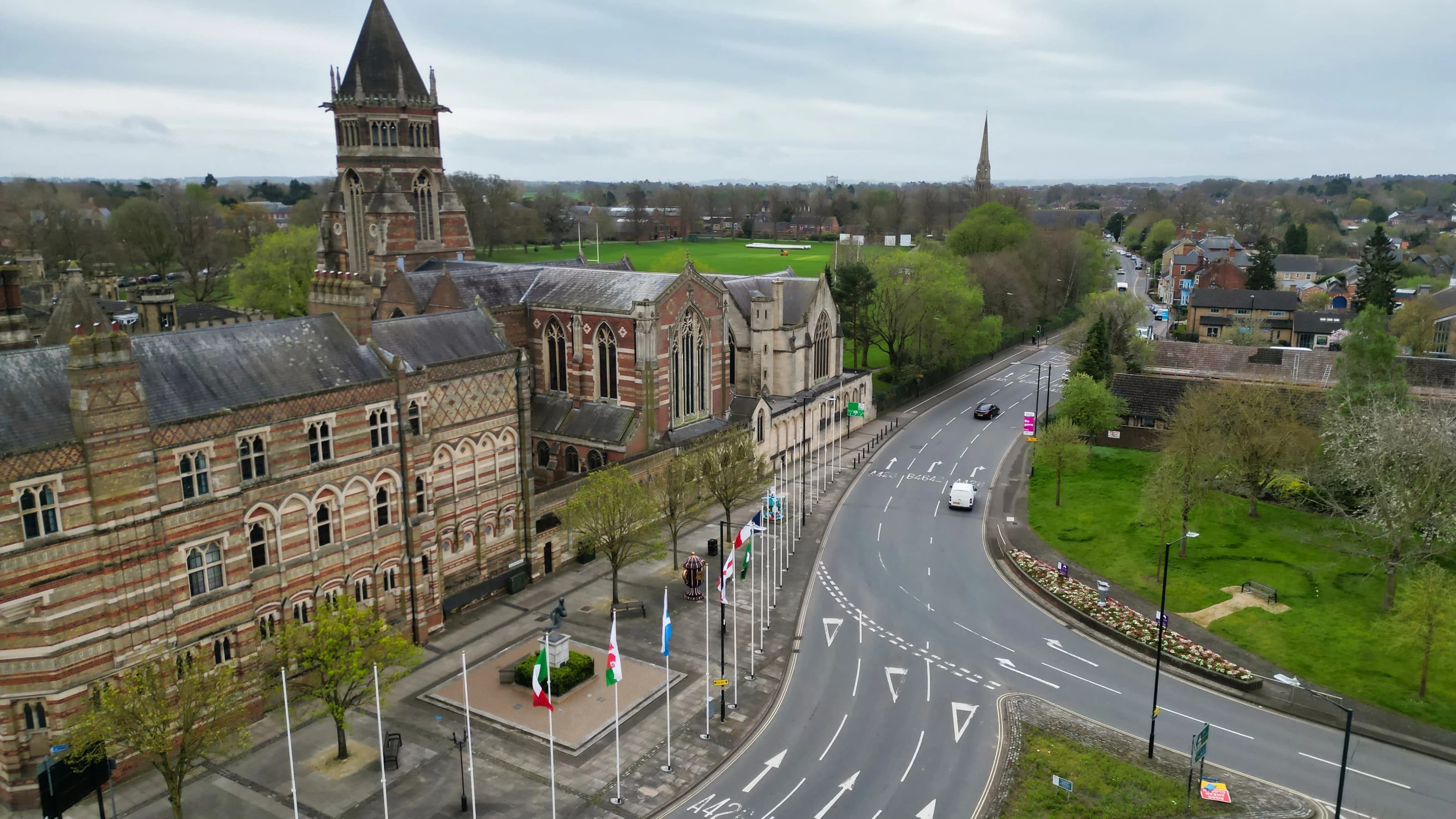 Ariel view of Rugby town centre